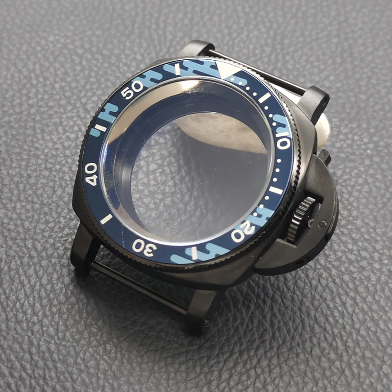 

42mm Black NH35 Watch Cases Transparent Bottom Cover Fits NH35 NH36 7S26 4R Movement 28.5mm Dial Fashion Bezel Men's Watch Case