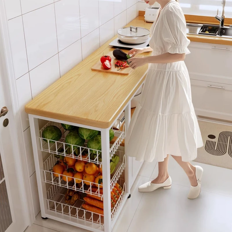 

Kitchen rack Multifunctional vegetable basket Cutting table Microwave oven Storage side cabinet Multi-layer table
