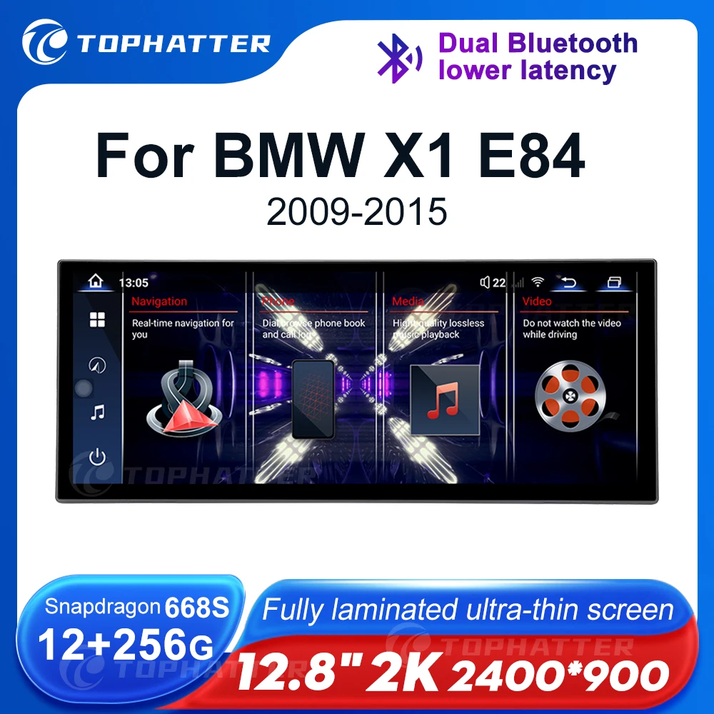 

12.8" 2K Car Radio For BMW X1 E84 Screen CarPlay Android Auto Multimedia Player Navi Display Head Unit 668S 360 3D Cam Audio HD