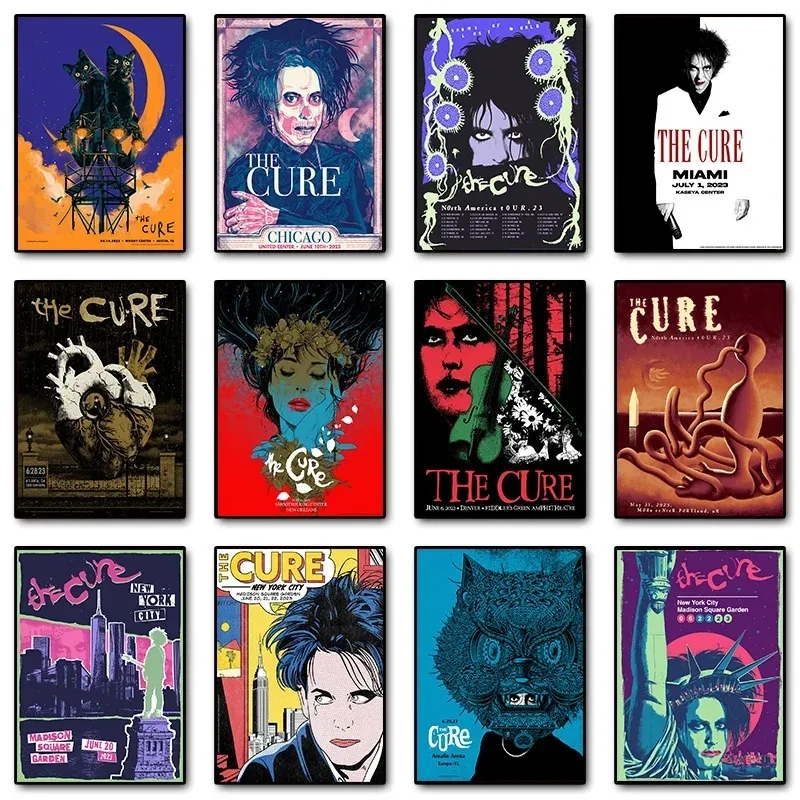 The-Cure 2023 World Tour Miami Rock Band Event Poster Canvas Painting Music Star Wall Art Pictures Home Room Decor Fans Gift