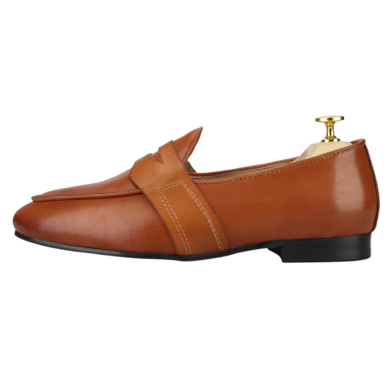 Piergitar 2026 Classic Model Hand-Polished Calfskin Penny Loafers For Party Formal Wear British Style Slip-On Men's Dress Shoes