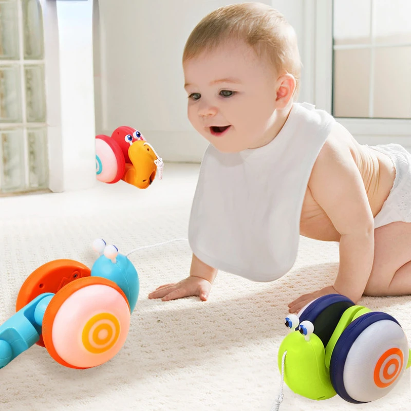 Children\'s Cute Rope Drag Snail Creative Toy Music Light Rope Pull Baby Toddler Toy