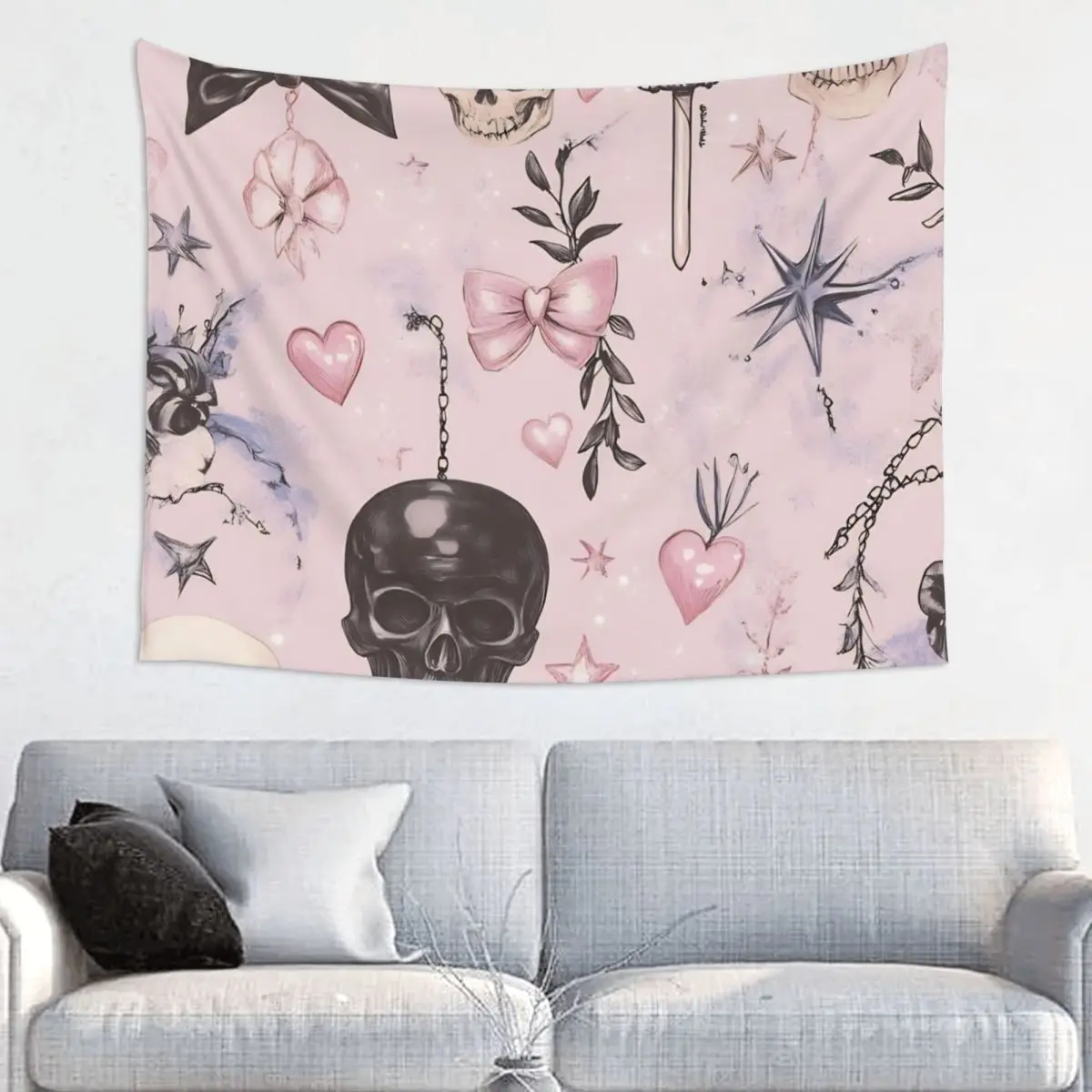 Halloween Gothcore Tapestry Hippie Fabric Wall Hanging Witchy Cross Room Decor Table Cover Art Tapestries