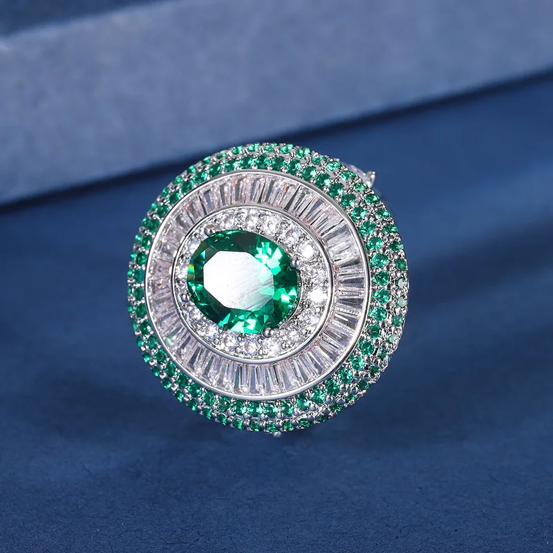 Vintage Emerald Crystal Round Pendant Necklace Adjustable Ring Choker Charms for Fine Jewelry Making New Spring Products Gift