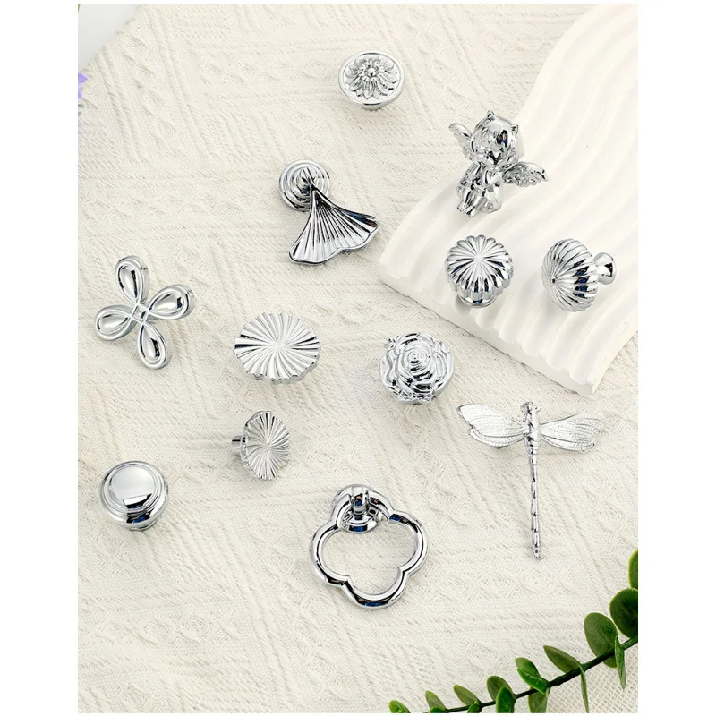 Style silver Light Luxury Creative Brass Handle Single Hole Cabinet Drawer Shoe Cabinet Wardrobe Door Handle Furniture Hardware