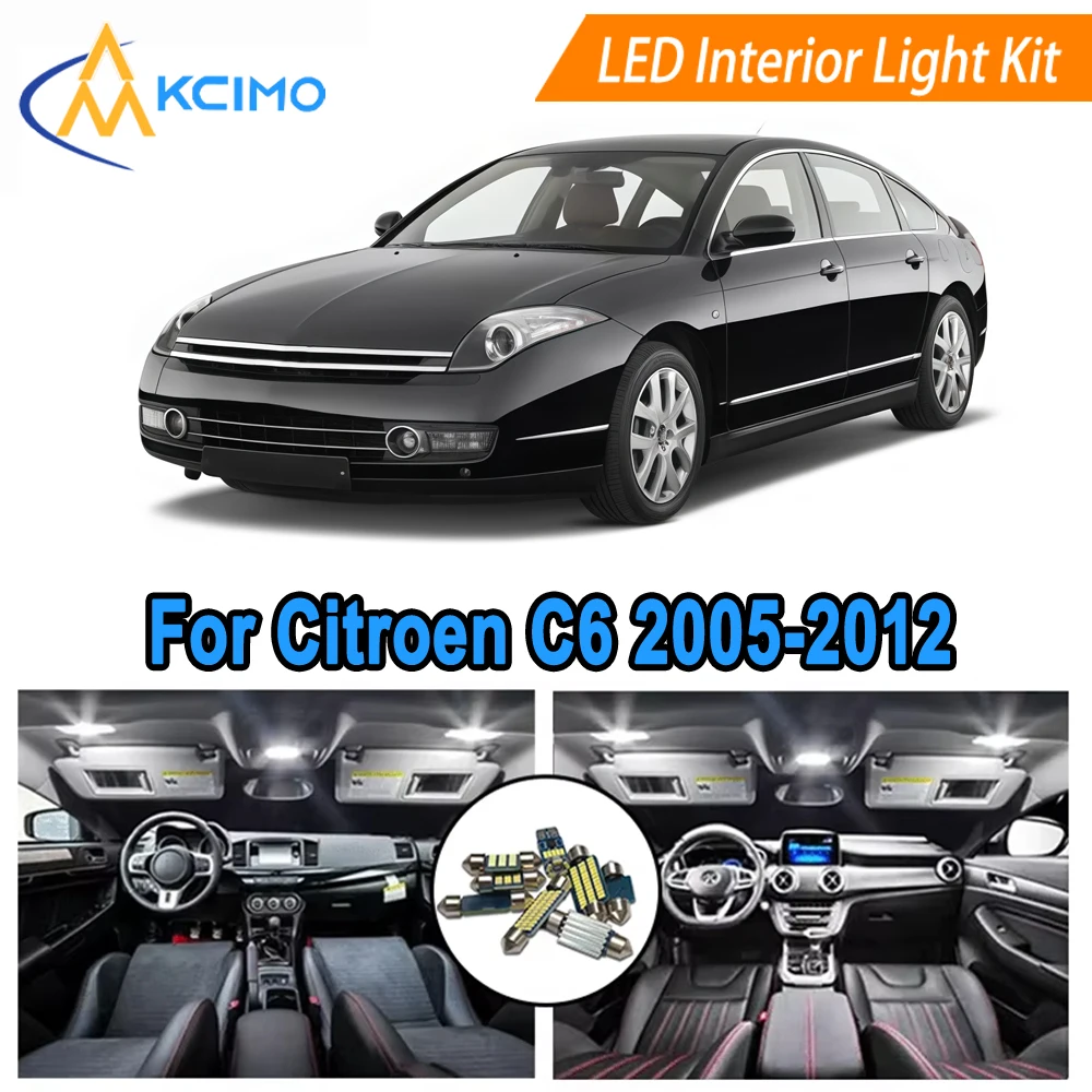 

Interior Light Bulb Set For Citroen C6 (2005-2012) Bright 6000K White/Blue Dome Map Door Light Bulbs Replacement​