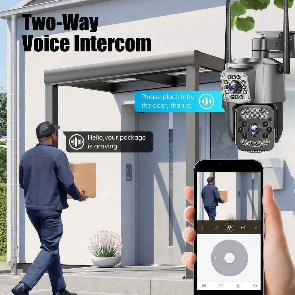 8MP CCTV Camera 4G SIM Card Dual Lens HD Full Color Motion Detection Smart Home Security Surveillance Outdoor Waterproof Monitor