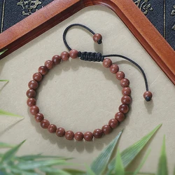 Handmade Natural Sand Stone 6mm Beaded Bracelets Charm Adjustable Wrap Reiki Bracelets&Bangles Women Men Fashion Jewelry Gifts