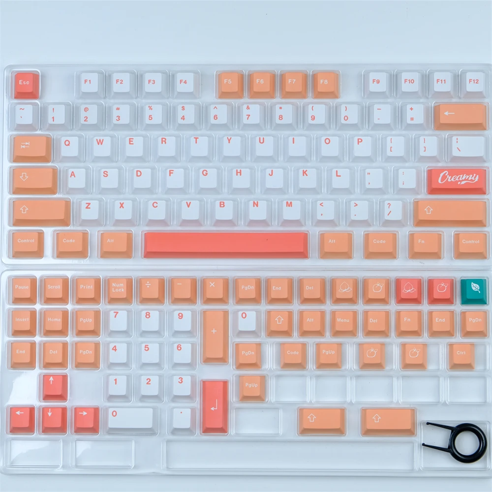 GMK Peach Keycaps, 129 teclas, PBT, sublimação de corante, perfil cereja para Gateron, MX Switch, teclado mecânico, CEREJA