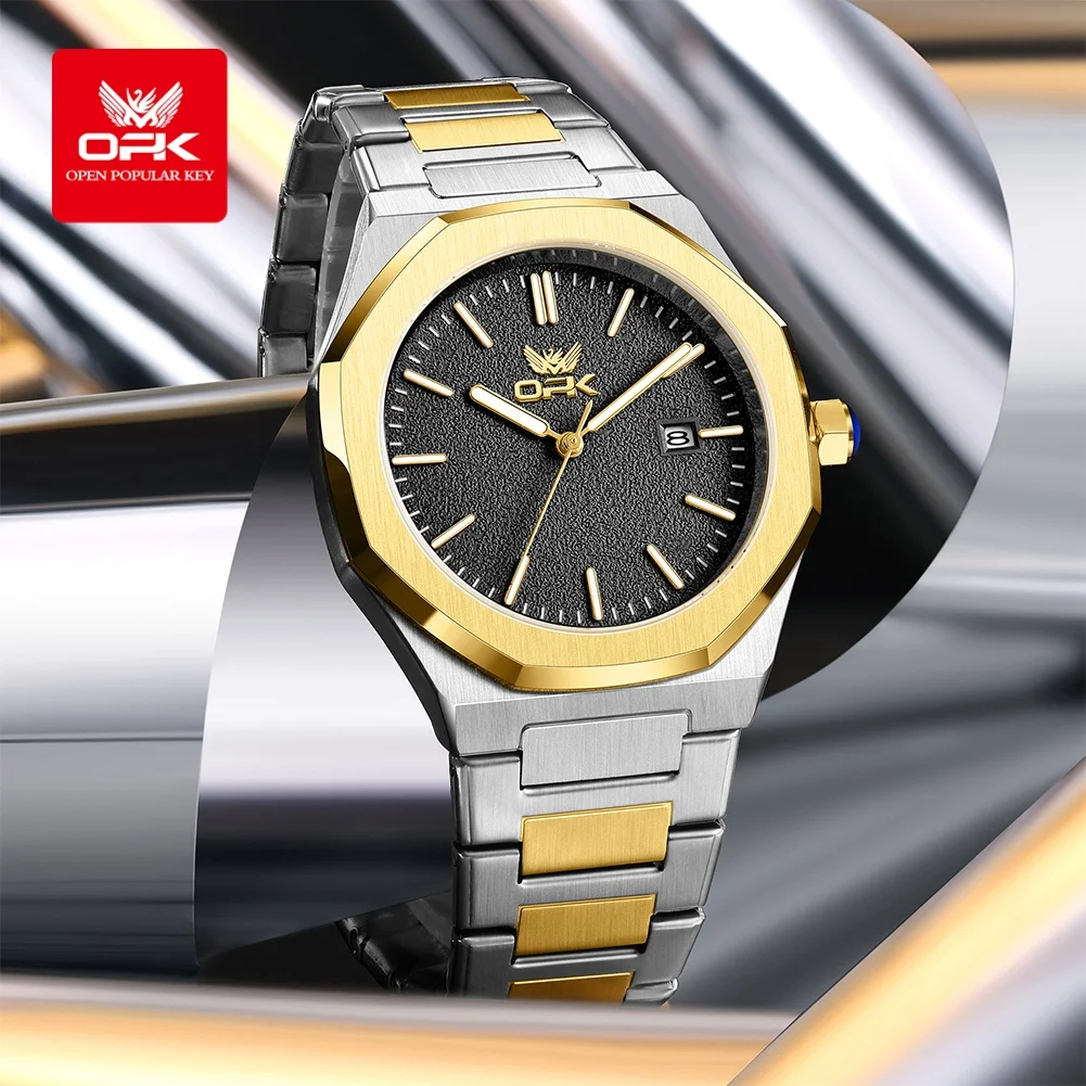 OPK 6046 Mens Watch Quartz Watch Waterproof Luminous Stainless Steel Automatic Date Watch For Man With Box Gifts Original
