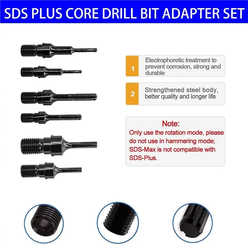 【TODAY-ONLY!】Converter For Concrete Core Bit, 1-1/4"-7 UNC Male Thread And 5/8"-11 Male Thread To SDS Max Core Drill Bit Adapter