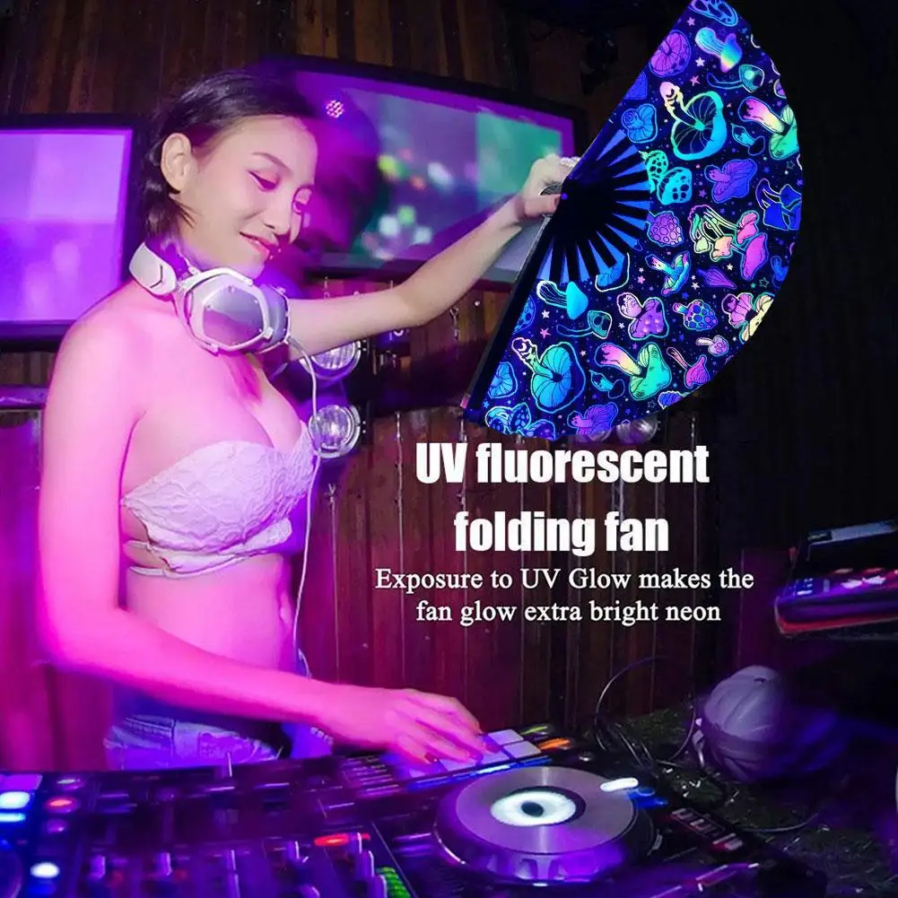 Portable Handheld Reflective Folding Fan Lightweight Little Mushroom Fan For Performance Dancing Wedding Party Decor O2k2