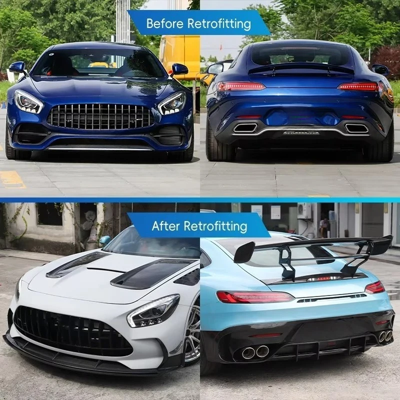 Dream Garage Car Modification Upgrade Black Series Half Carbon Fiber Body Kit Front Rear Bumper Lip Side Skirt Hood For Benz
