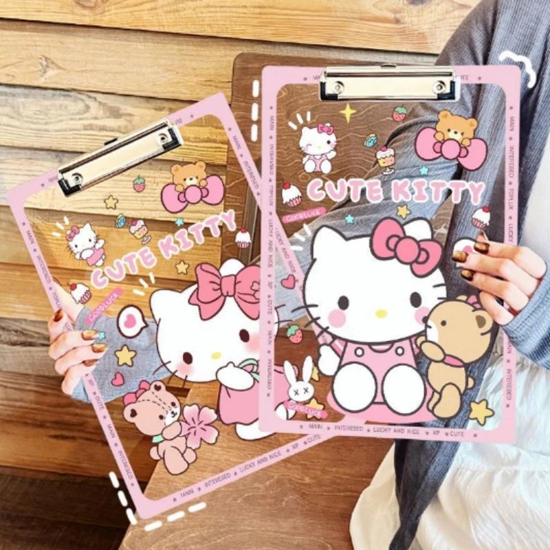 Cute Hello Kitty A4 Transparent Acrylic Board Clip A5a6 Student Office Materials Writing Pad Paper Splint