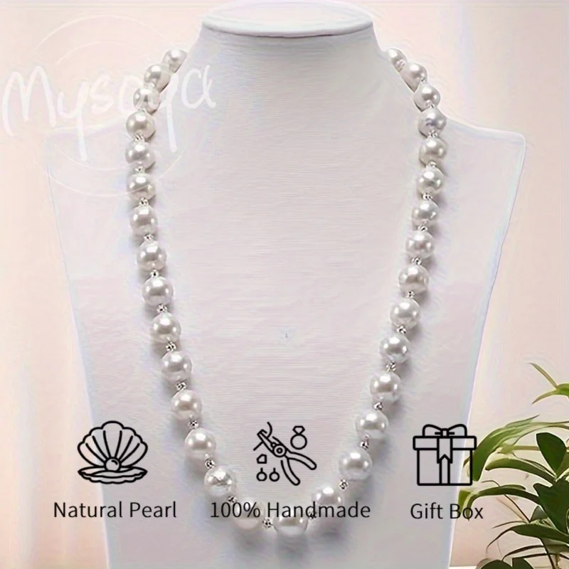 

Ожерелье из пресноводного жемчуга Mysoya, крупные жемчужины Эдисона 10-12 мм, подарочная коробка, подарок для него/нее на дни рождения, свадьбы, День святого Валентина