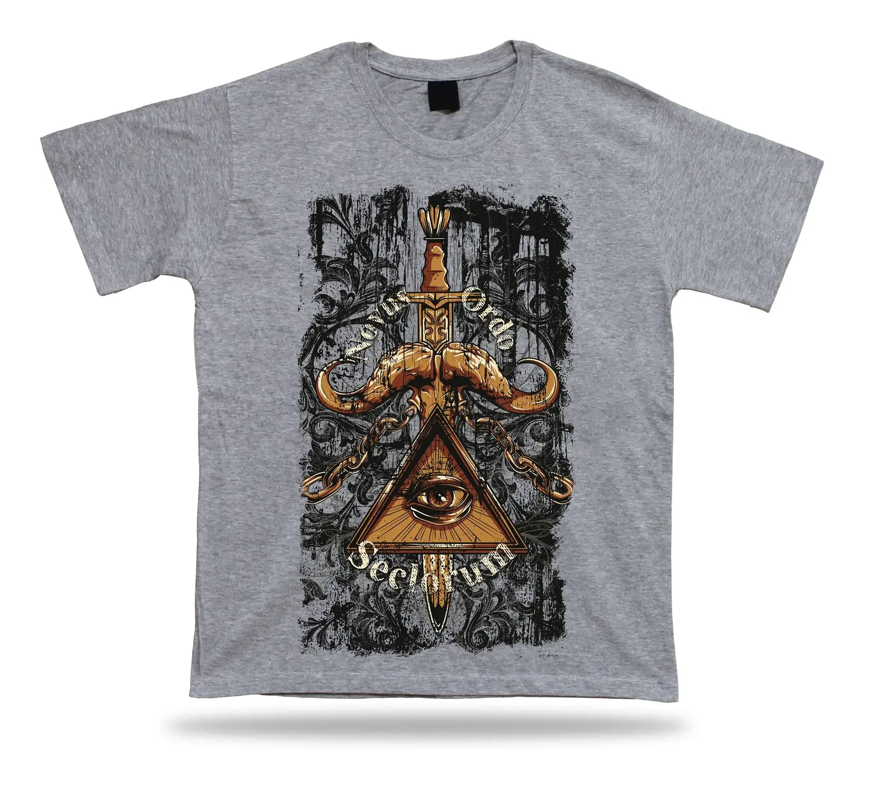 

Novus Ordo Seclorum Evil Eye Cross T-Shirt. Summer Cotton Short Sleeve O-Neck Mens T Shirt New S-3XL