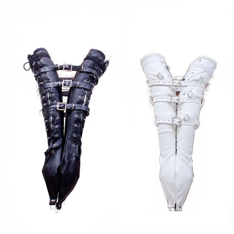 PU Leather Arm Restraint Glove Straight Sleeve Adult BDSM Bondage Armbinder Slave Roleplay Kit Armbinder Erotic Sex Toys