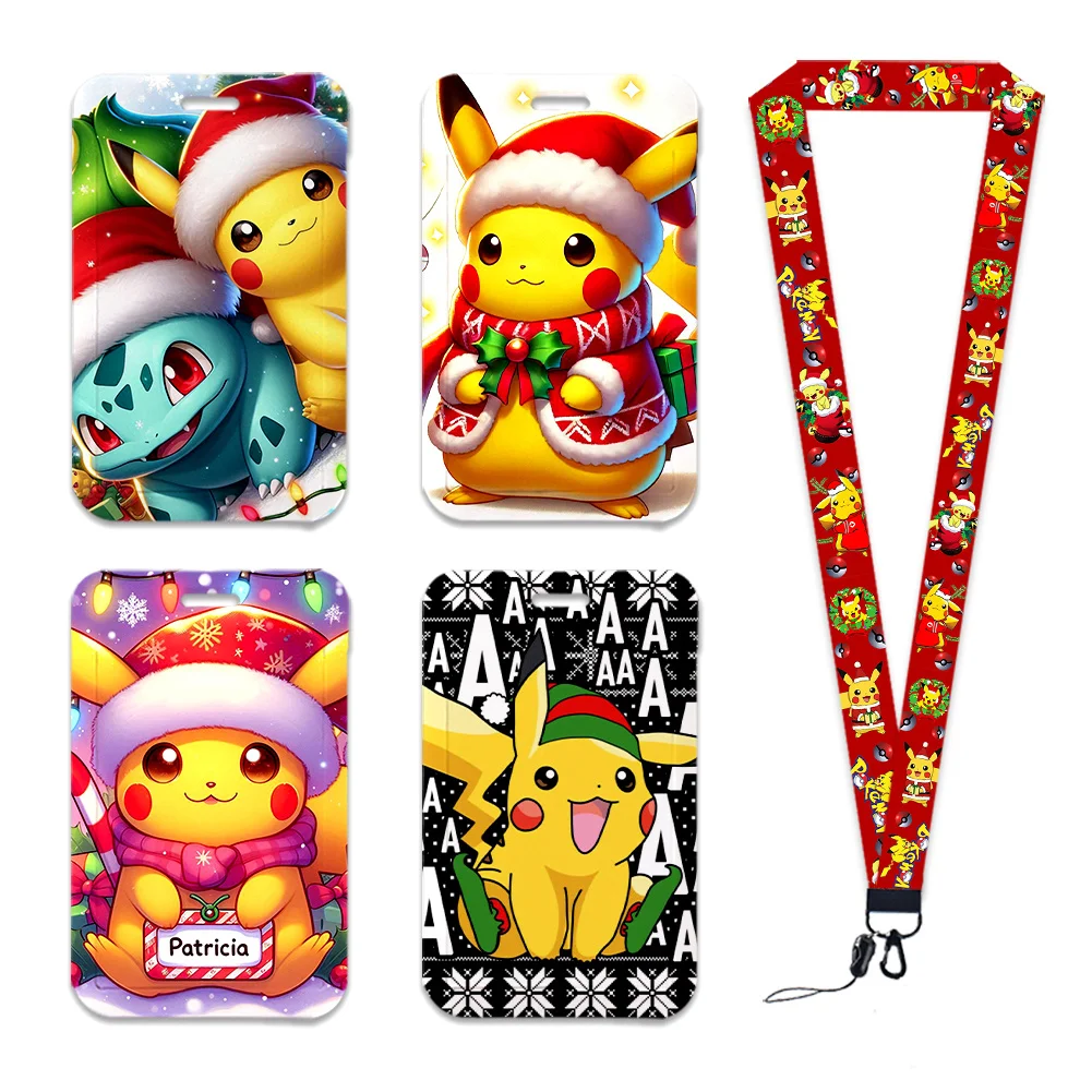

Christmas Pokemon Pikachu Badge Holder ID Card Bus Card Holder Lanyard Reel Clip Kids for Accessories Hot Selling Xmas Gifts