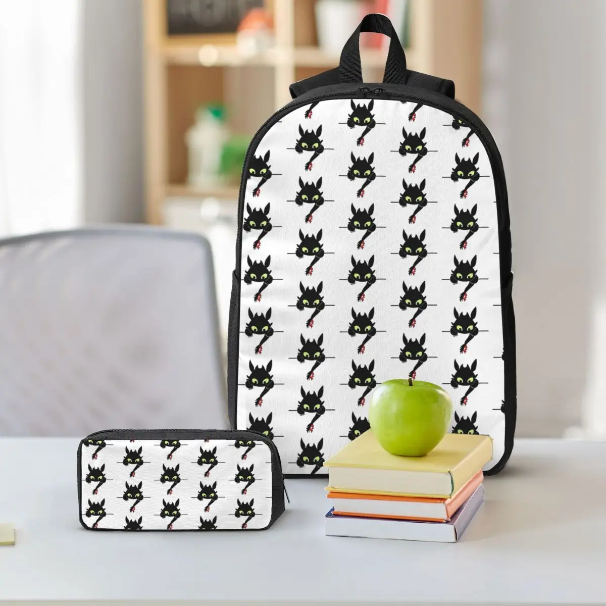 

Toothless Backpack Student Boys Girls BookBag School Bag Laptop Shoulder Bags 3ps Insulated Lunch Bag Pencil Case