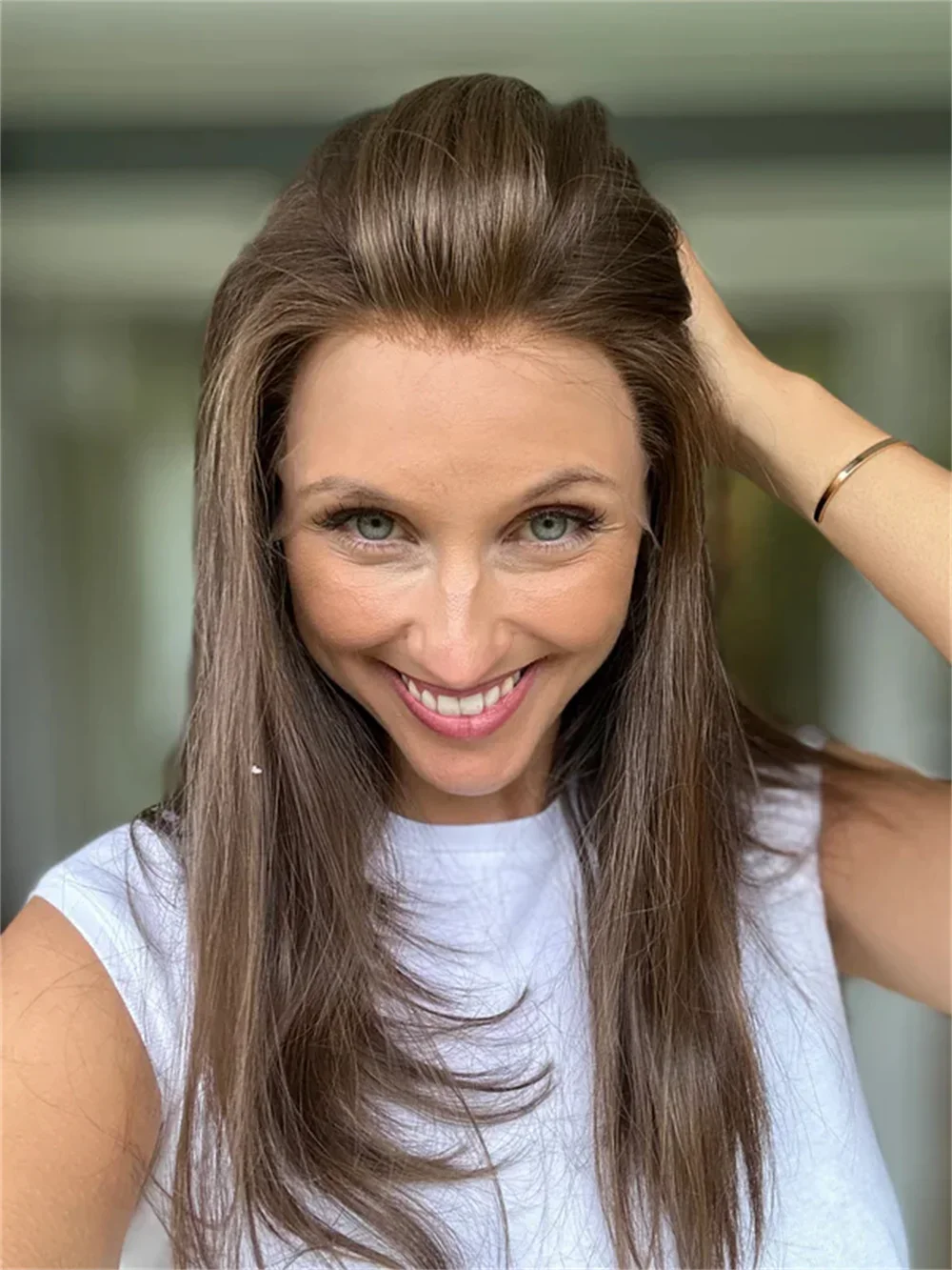 

Коричневая безклеевая мягкая длинная прямая париковая основа 5x5 из шелка с HD-кружевом, еврейские человеческие волосы с baby hair, европейские волосы, предварительно выщипанные