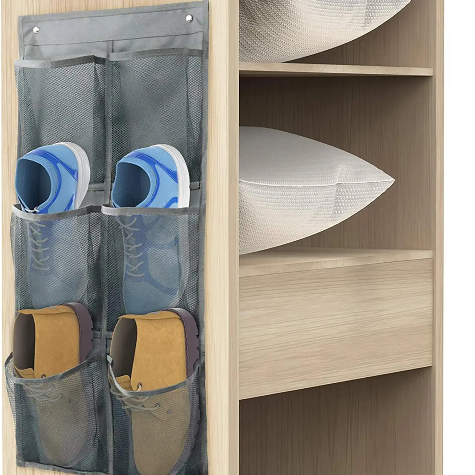 An der Wand montierte Aufbewahrungstasche, 6 Fächer, Netzschrank, Schuhhalter, Tür, zum Aufhängen, Aufbewahrungskorb, Schrank, Aufbewahrungstaschen, Schuhhalter