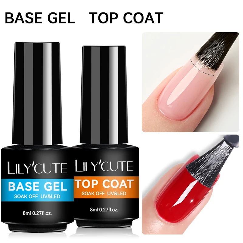 LILYCUTE 8ML Funktion UV Gel Basis Gel Top Coat Nagellack Semi Permanent Soak Off UV LED Nail art Maniküre Nagellack Versorgung