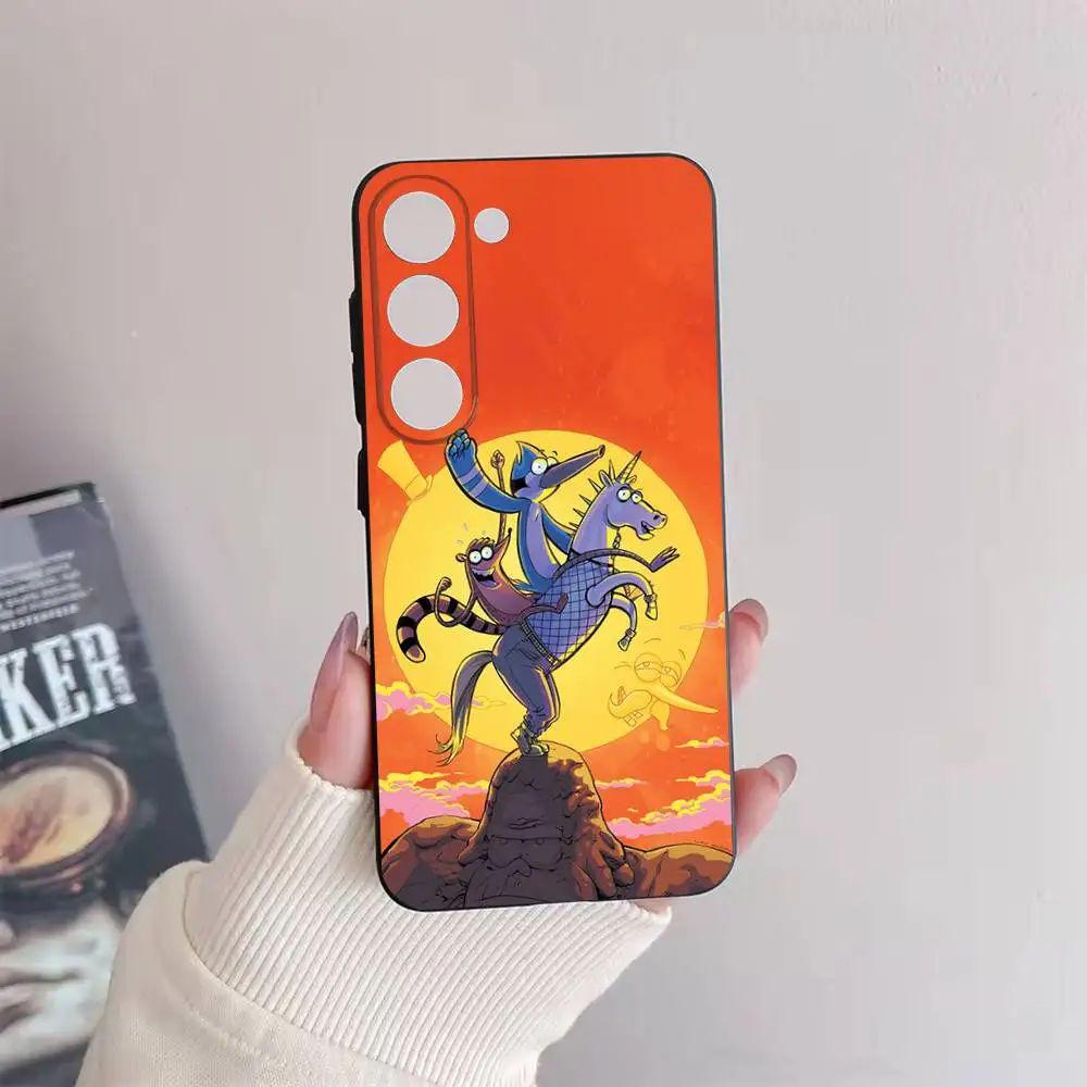 漫画 R-Regular Show 電話ケース Samsung Galaxy A 91、80、73、72、71、53、52、51、22、5G 耐衝撃ソフトブラックカバー