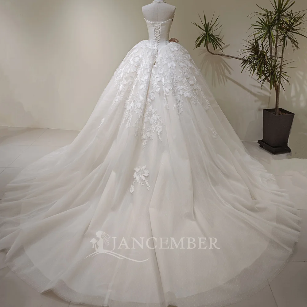 Wholesale Factory Wedding Dresses For Bride Ball Gown Strapless Customized Floor-Length Vestido De Noiva Court Train