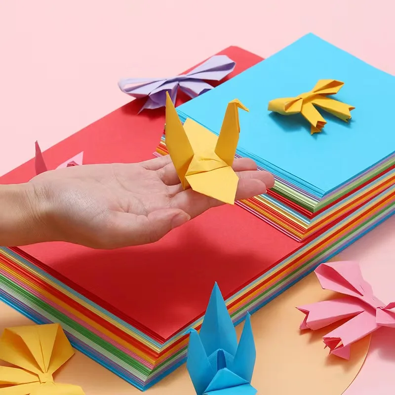 100pcs Origami Square Paper Double Sided Folding Lucky Wish Paper Crane Craft DIY Colorful Scrapbooking 8x8/10x10/12x12/15x15cm