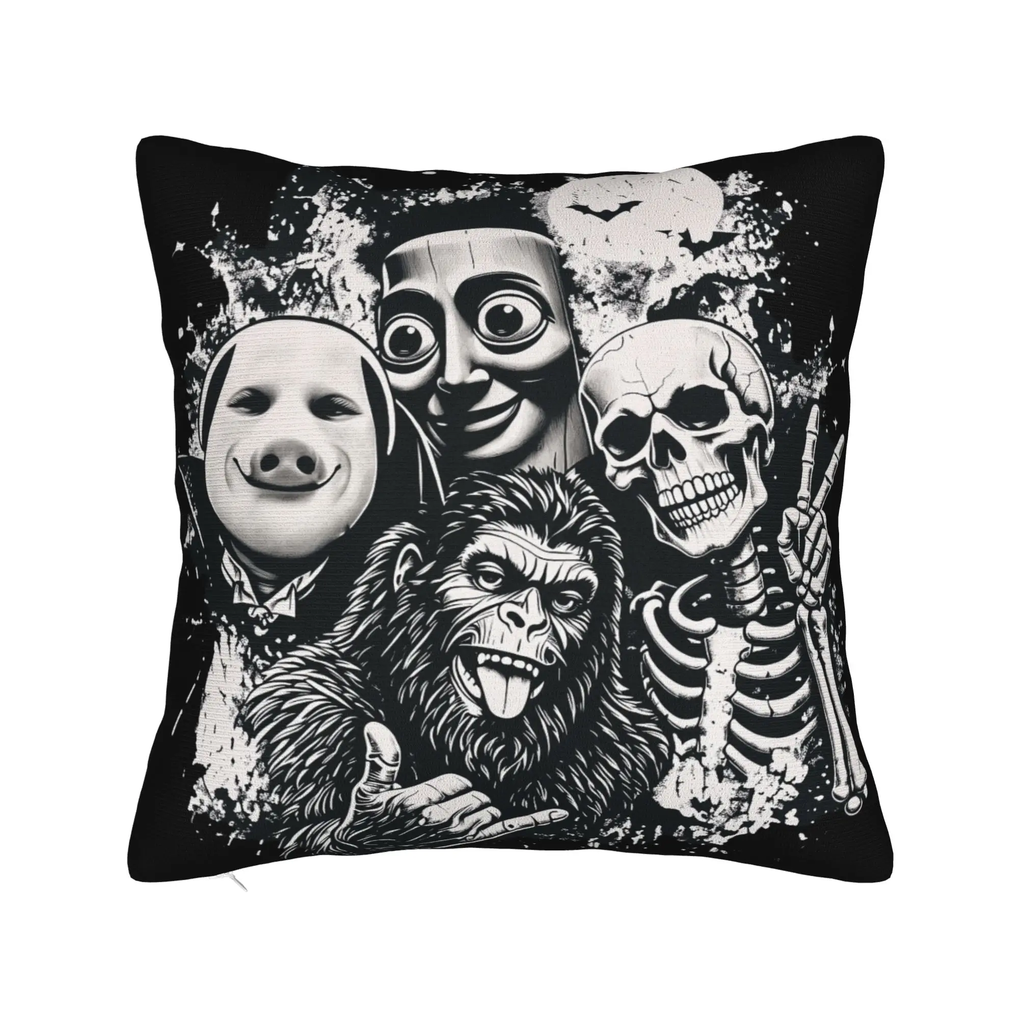 Pillow Cover Vintage 90s Halloween Tung Sahur John Pork Skeleton Bigfoot Vintage Pillow Case For Sofa Car Home Decor Pillowcases