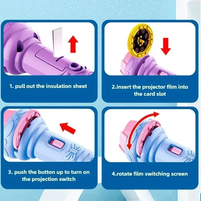 ~懐中電灯プロジェクタートーチランプおもちゃかわいい漫画創造性おもちゃトーチランプ懐中電灯プロジェクターおもちゃ赤ちゃんの睡眠物語の本