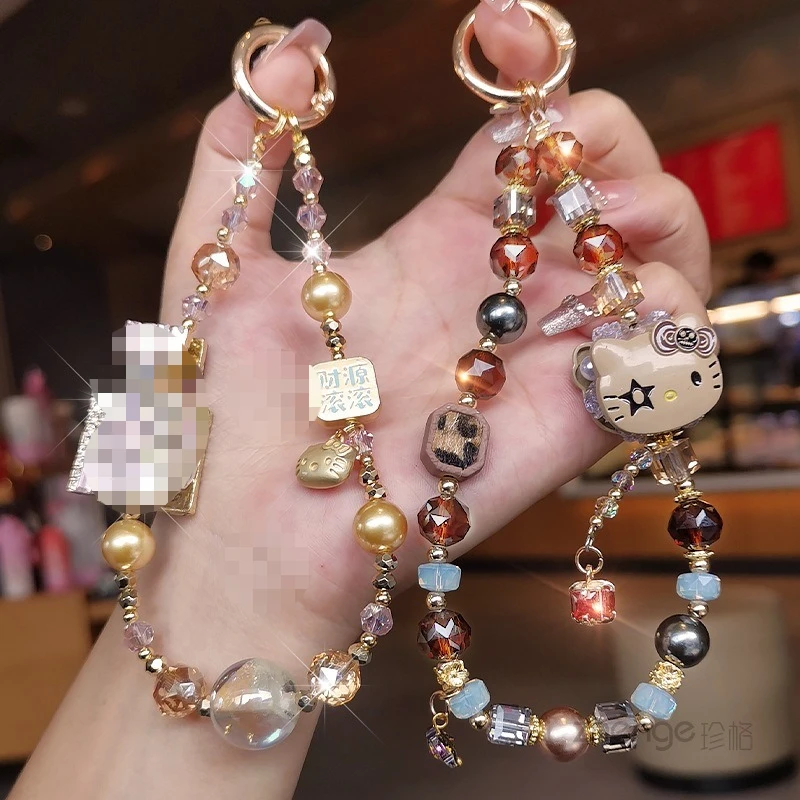 

Периферийные устройства серии «Hello Kitty» с героями мультфильмов, цепочка для телефона с кристаллами, стильная женская подвеска на запястье, цепочка из бисера для телефона