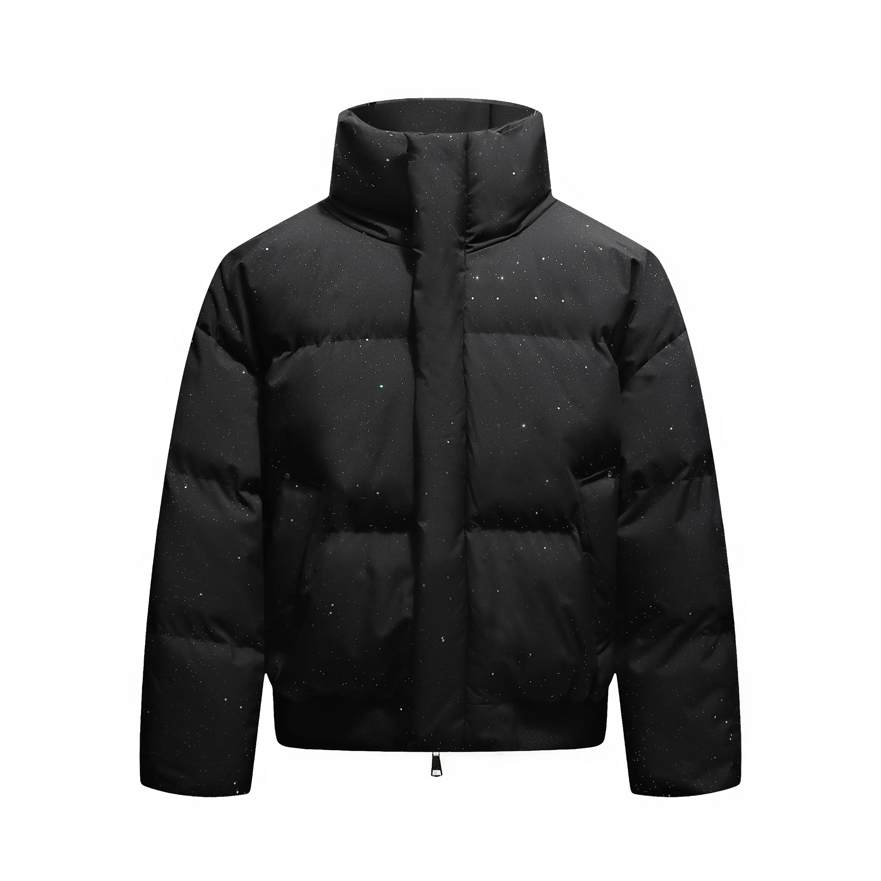 

Цельная новая осенне-зимняя хлопковая куртка с воротником-стойкой и принтом звездного неба, утолщенная для тепла, свободного покроя, модная уличная стильная куртка унисекс, подходит для повседневного ношения