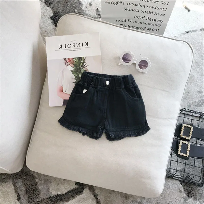 Children\'S Clothing Summer New Solid Color Korean Pants Girls Casual White Jeans Toddler Kids Solid Color Shorts Baby Hot Pants