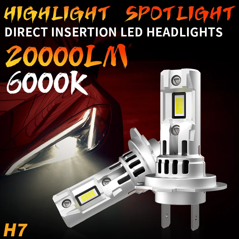 

DZTR 2 шт. Turbo LED H7 Светодиодная лампа для фар Мини Беспроводная 100 Вт 20000LM CSP для автомобильных фар Автомобильная фара H7 12 В 6000 К Белый