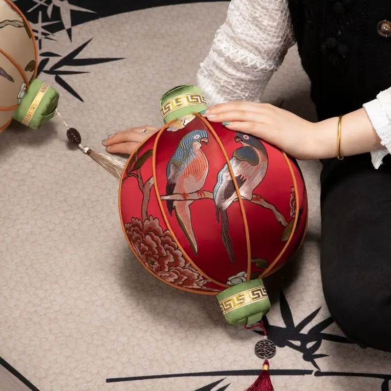 Pillow Round Lantern Creative Guochao Classic Embroidery New Chinese Three-dimensional Full Removable and Washable Household