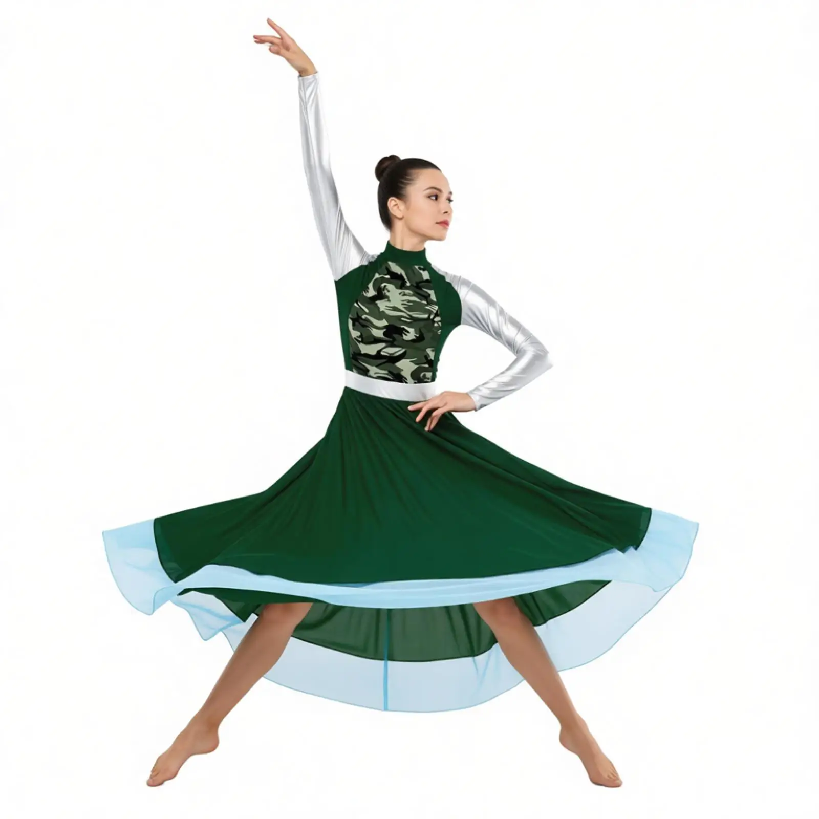 

Женские литургические платья для хваления, стильные, с принтом, двухслойные, для балета и лирических танцев, длинные, двухслойные, для хоровых выступлений и служб