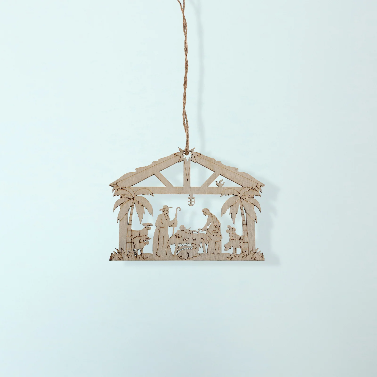 

10Pcs Wooden Nativity Ornaments Set Xmas Tree Decor Unique Handmade Religious Family Decor Small Cutouts Nativity Craft Ornament