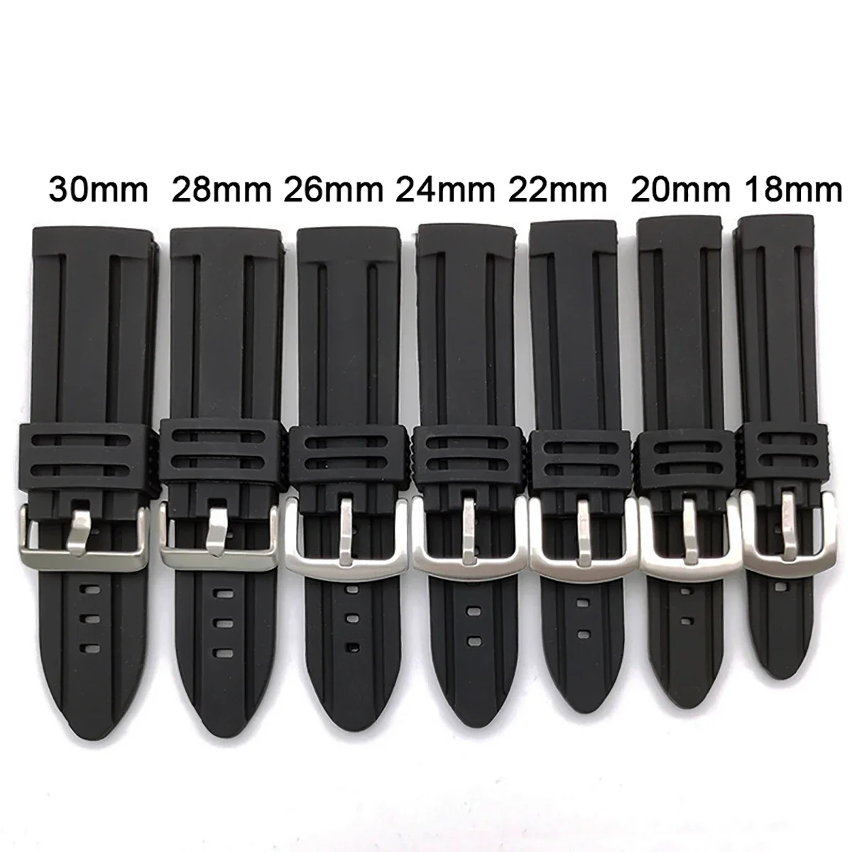 シリコンウォッチバンド,ソフトラバーストラップ,ブラシブラッシュドクラスプ,スポーツ,18mm, 20mm, 22mm, 24mm, 26mm, 28mm, 30mm