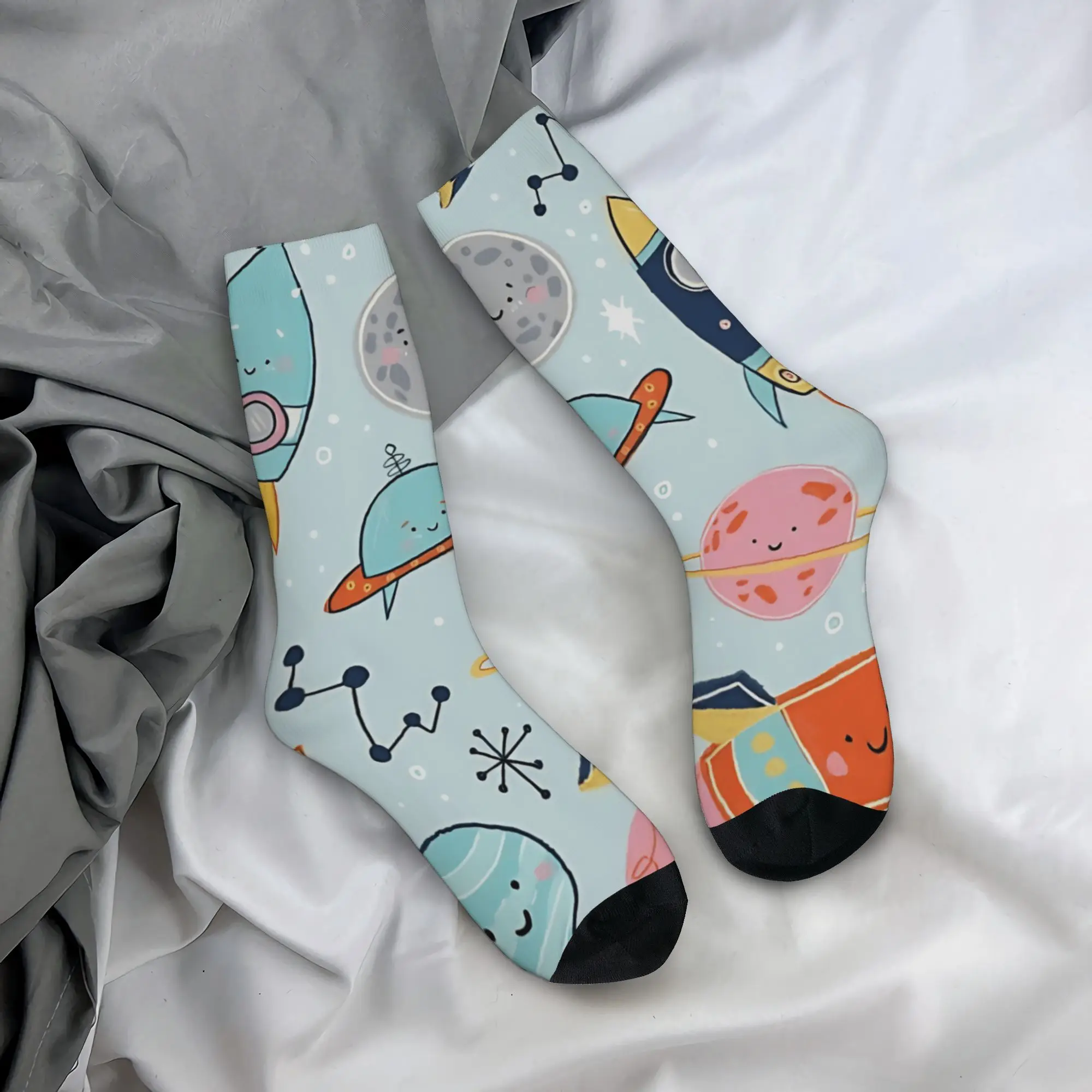 

Space Planets Rockets Socks Pattern Stockings Anti Sweat Men Socks High Quality Autumn Casual Climbing Socks