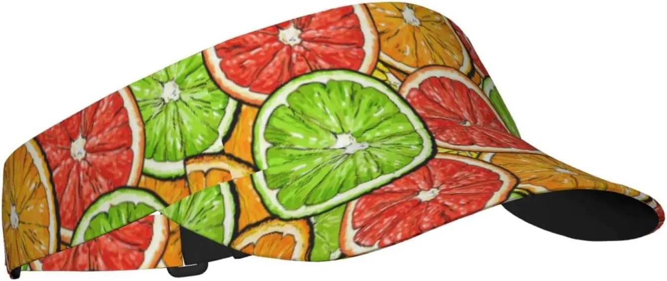 Sport Sun Visor Hat Colorful Slices of Lemon and Grapefruit Lightweight Sun Hat Cap for Outdoor Travel