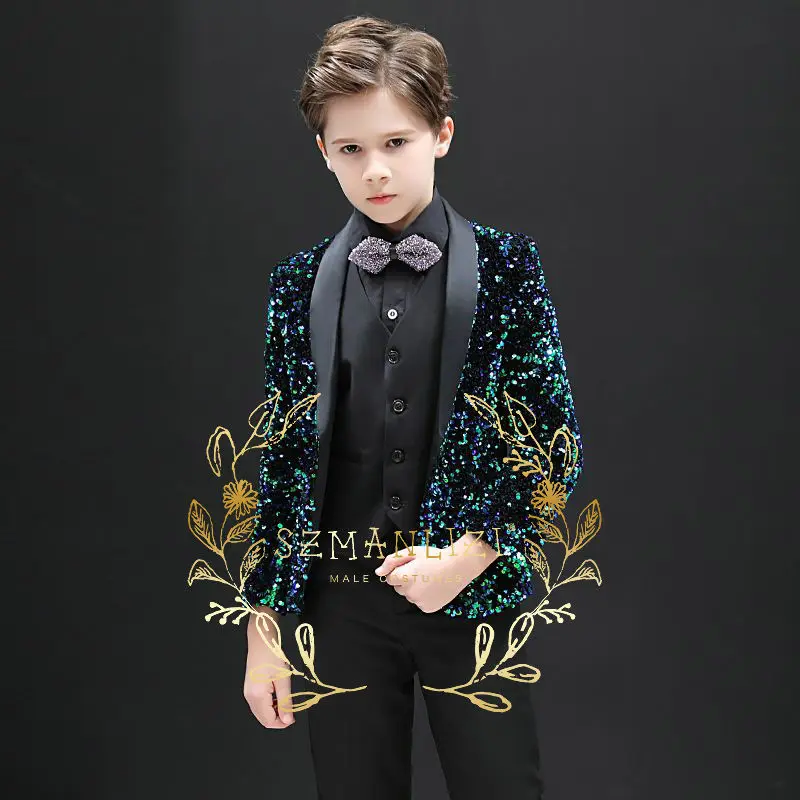 Blazer For Boys Shawl Lapel Jacket Kids Formal Outfit for Wedding Tuxedo Costume Enfant Garçon Boys Clothes 4yrs to 12yrs