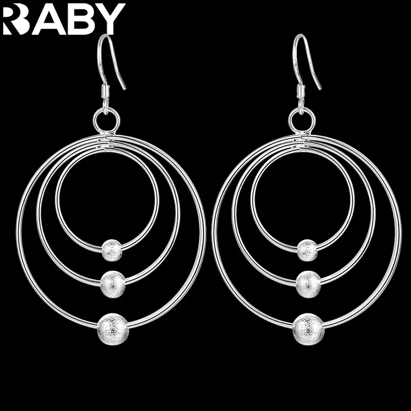 

New pure 100% 925 Sterling Silver Earrings for Women Jewelry Three circle beads Christmas Gifts wedding party