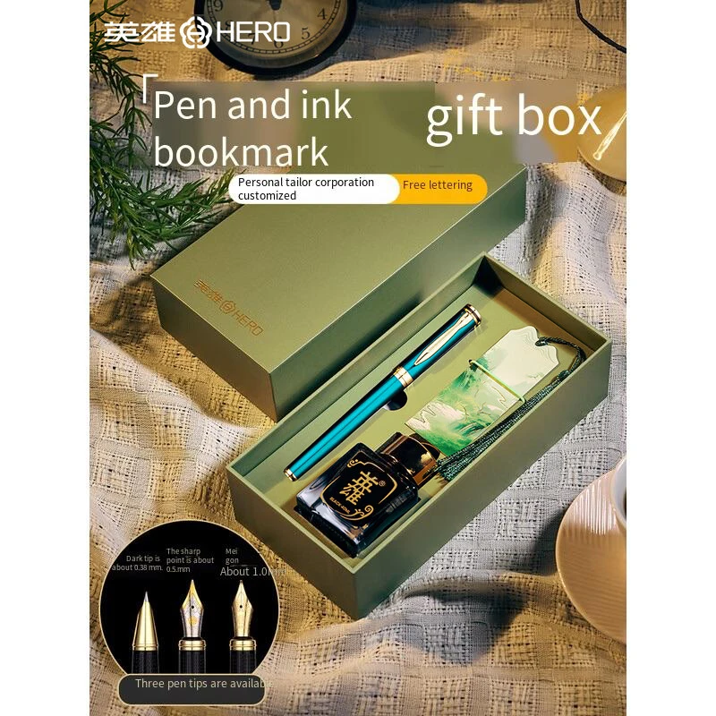 

Hero Pen 6177 Chinese Style Gift Set - Premium Fountain Pen, Ink, Notebook & Bookmark for Business, Office & Luxury Gifts