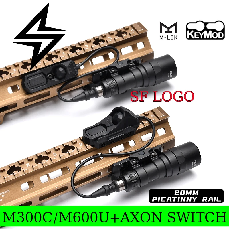 WADSN M300C M600U Scout Light Flashlight + AXON Switch Dual Function SF Plug Airsoft Hunting LED Lighting Tactical M600 Lamp