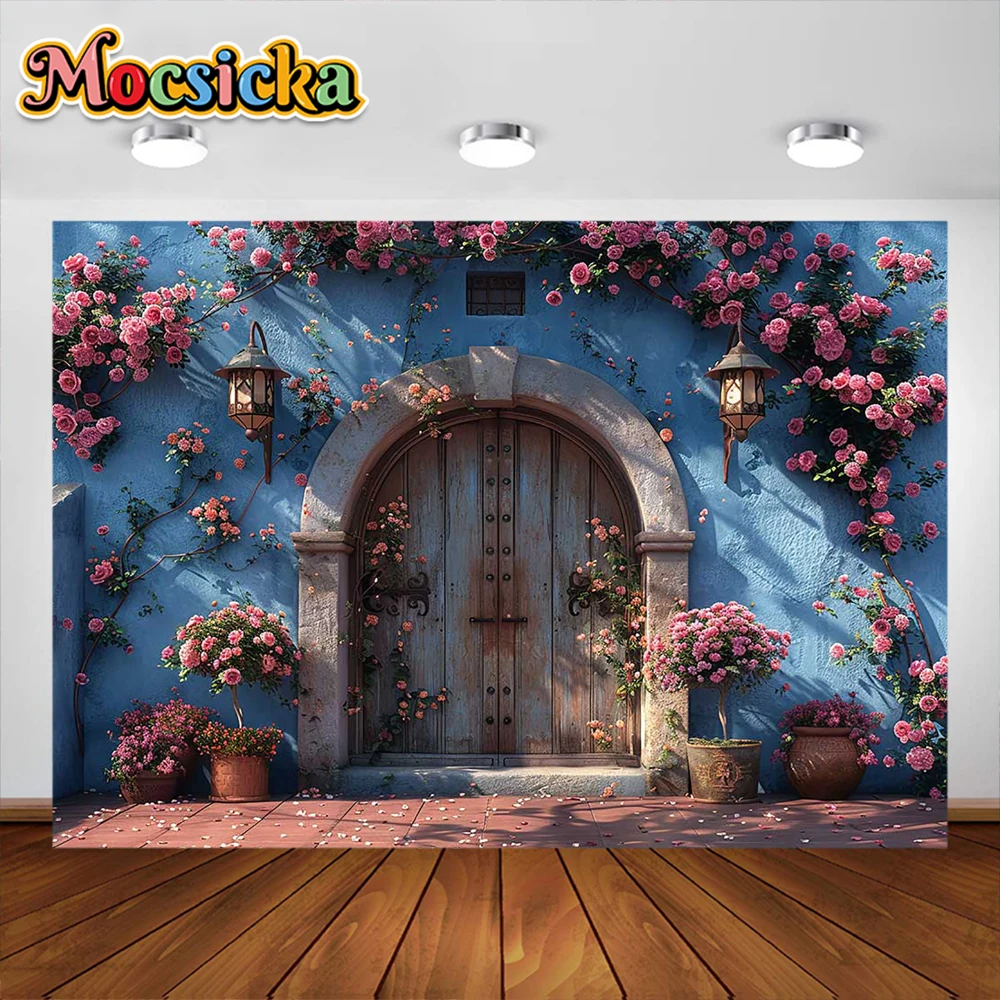 Mocsicka Spring Background Wall Arch Door Decor Wedding Bride Show Backdrop Photobooth Girl Birthday Art Portrait Studio Banner