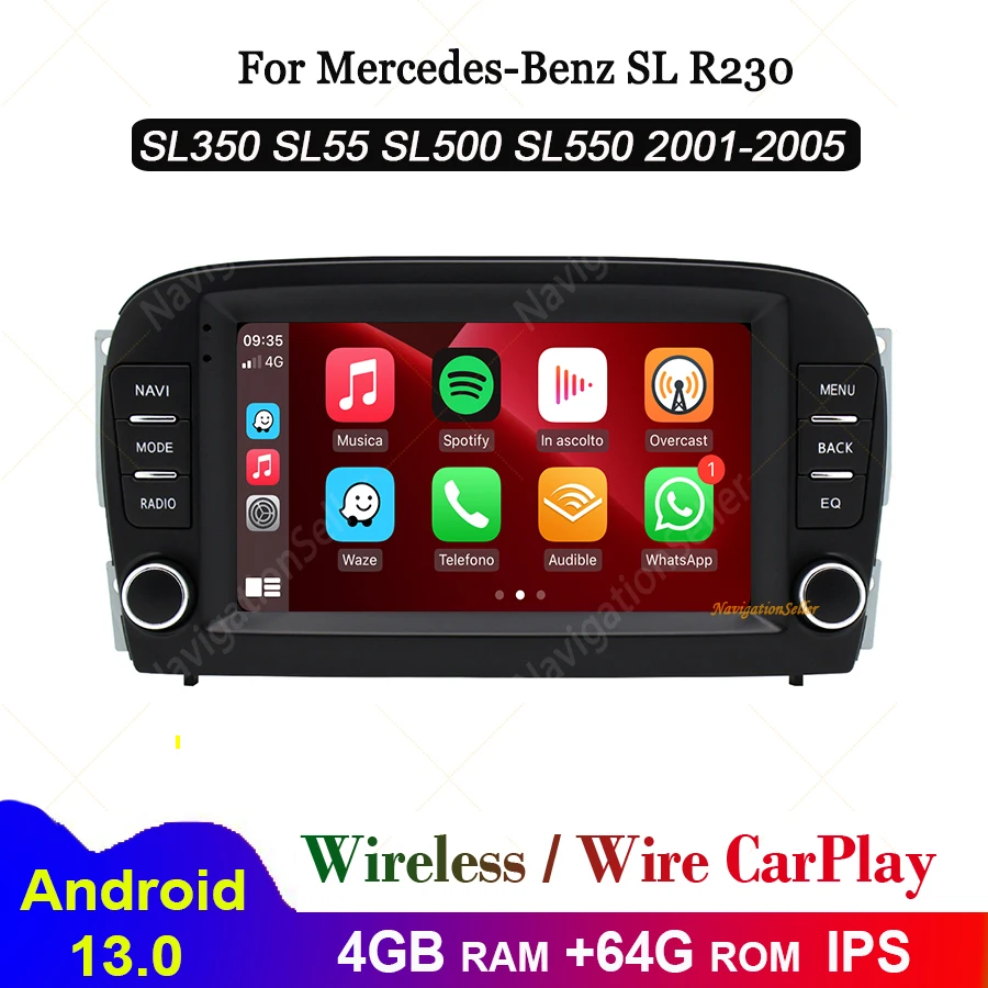 VIGOHI Android Car Radio For Mercedes-Benz SL-Class SL350 R230 SL55 SL500 SL550 2001-2005 Stereo Upgrade Wireless CarPlay Screen