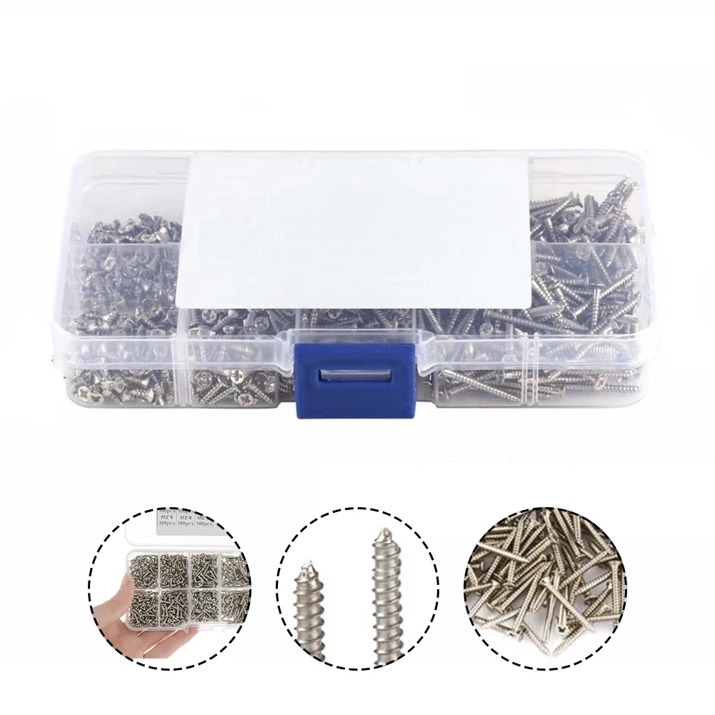 

800PCS M2 Self-tapping Screws: , Rust-resistant, And Versatile With Reliable M2 Stainless Steel Cross Head Self-tapping Screws