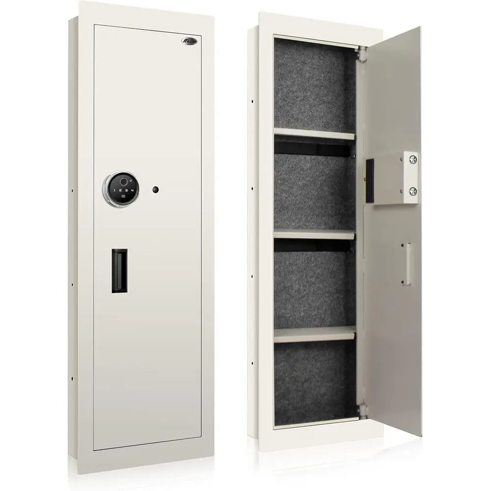

Biometric Hidden Fingerprint Security Safe, In-Wall Mountable (White - Tall)