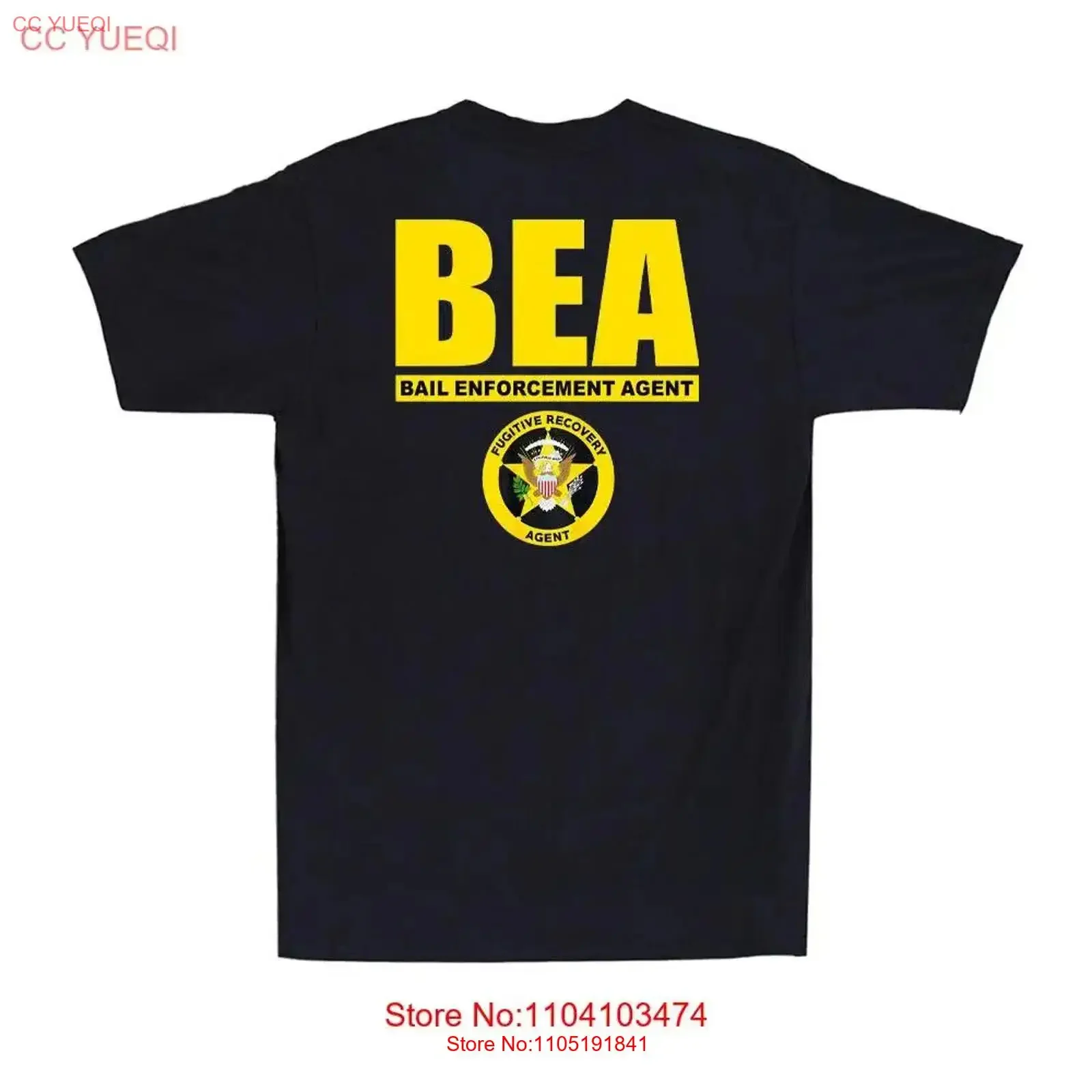 Bail Enforcement Agent Badge Fugitive Bounty Hunters on back Men's T Shirt vintage Washed streetwear fashion Stretched Slightly